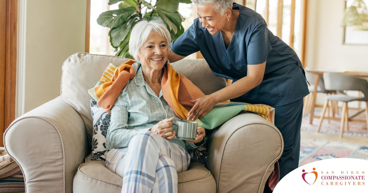 An aide provides home health care support for chronic conditions