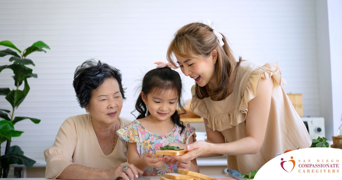 A sandwich generation caregiver in action.