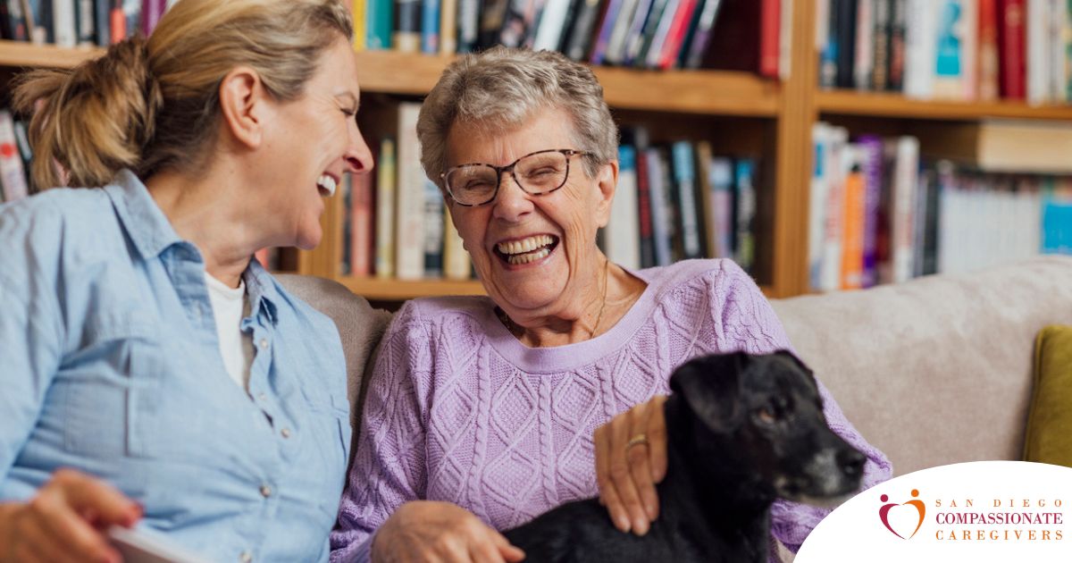 Through dementia care at home, a caregiver provides support to a senior.