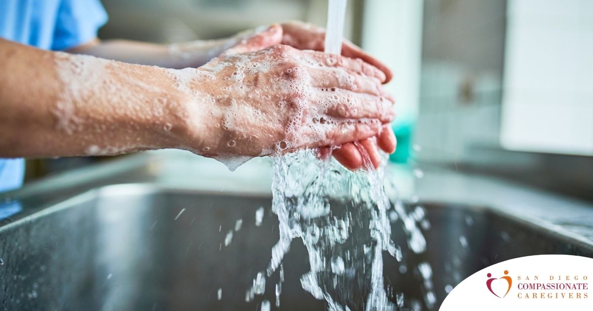 Observing hand hygiene as a part of caregiver wellness during flu season.